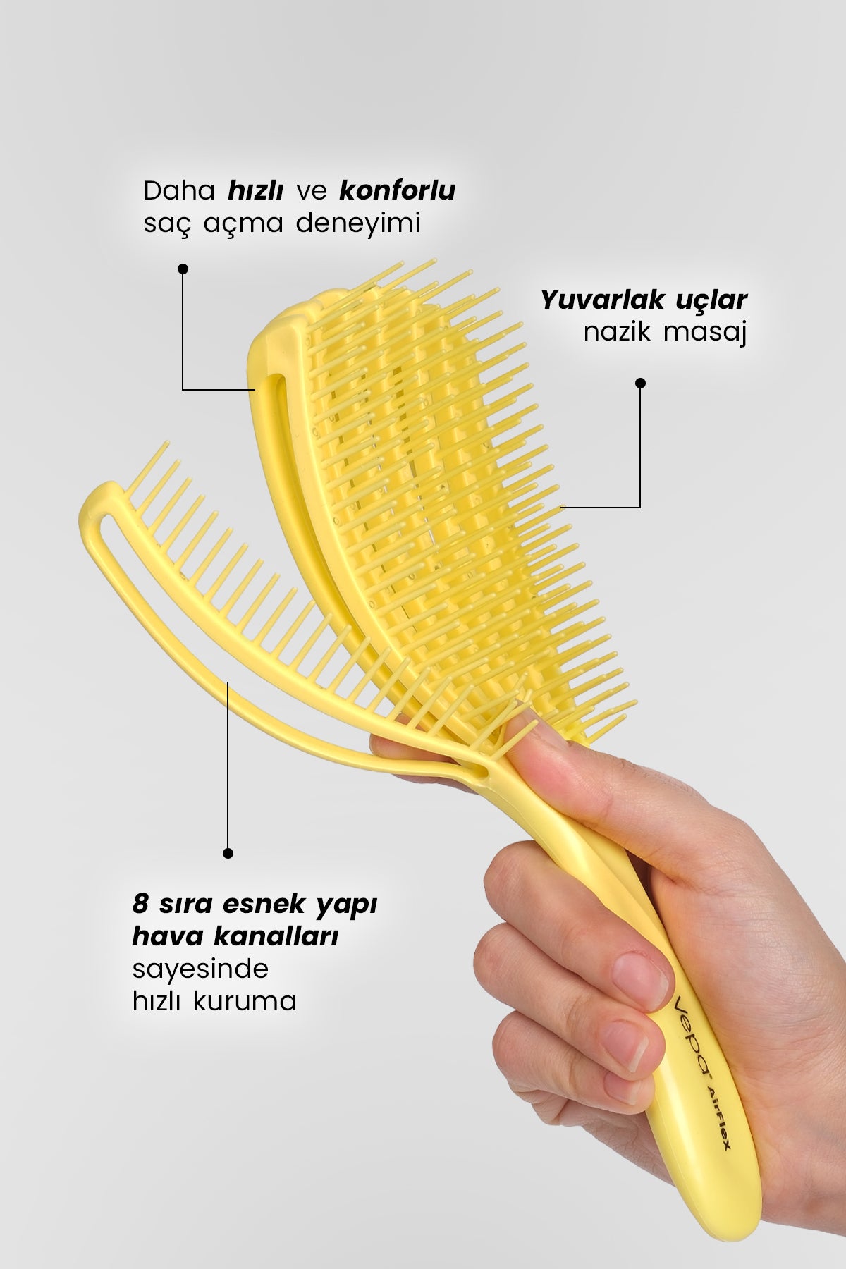 Airflex Multifonksiyonel Dolaşık Açıcı Saç Fırçası - Sarı