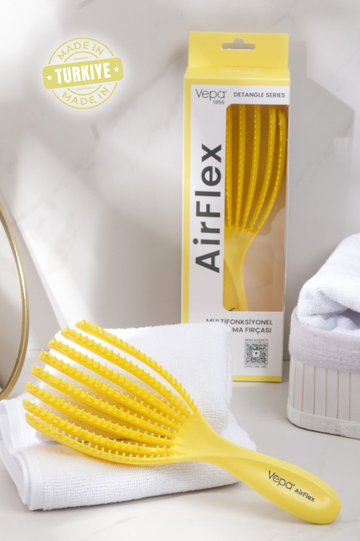 Airflex Multifonksiyonel Dolaşık Açıcı Saç Fırçası - Sarı