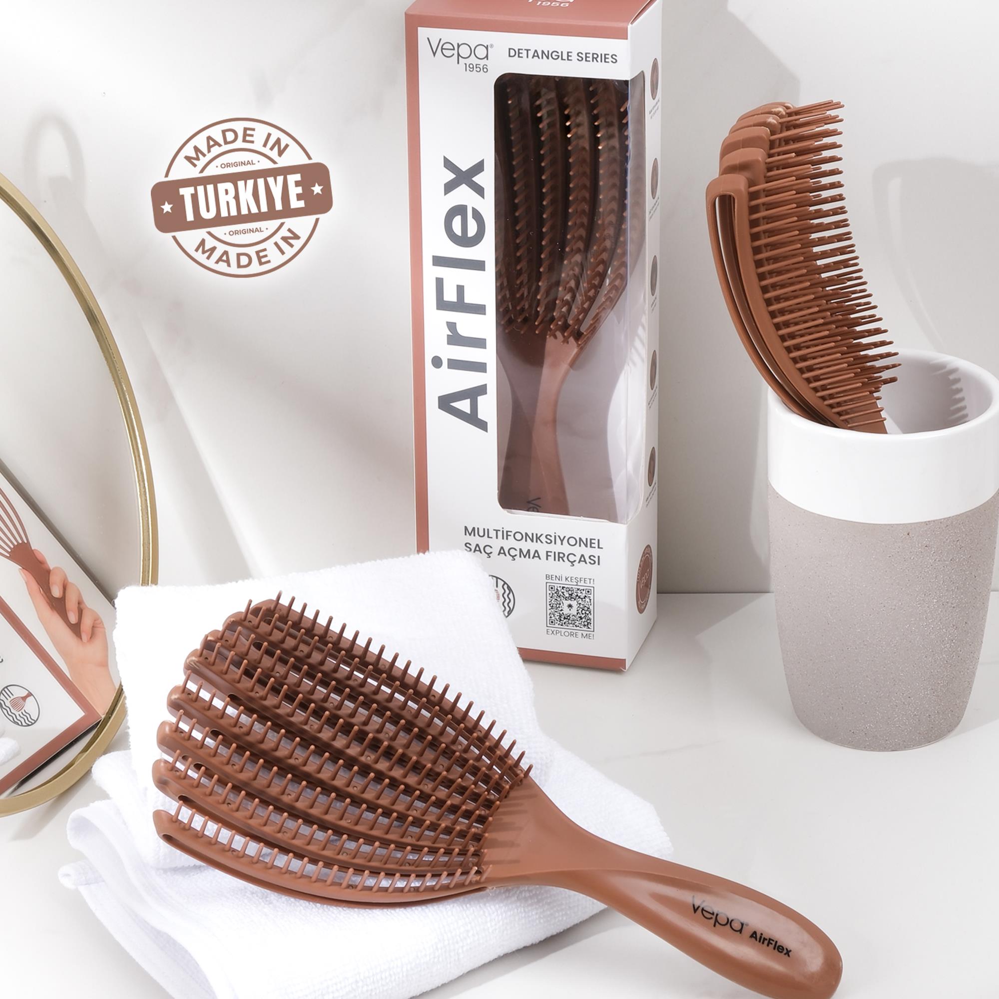Airflex Multifonksiyonel Dolaşık Açıcı Saç Fırçası - Moka
