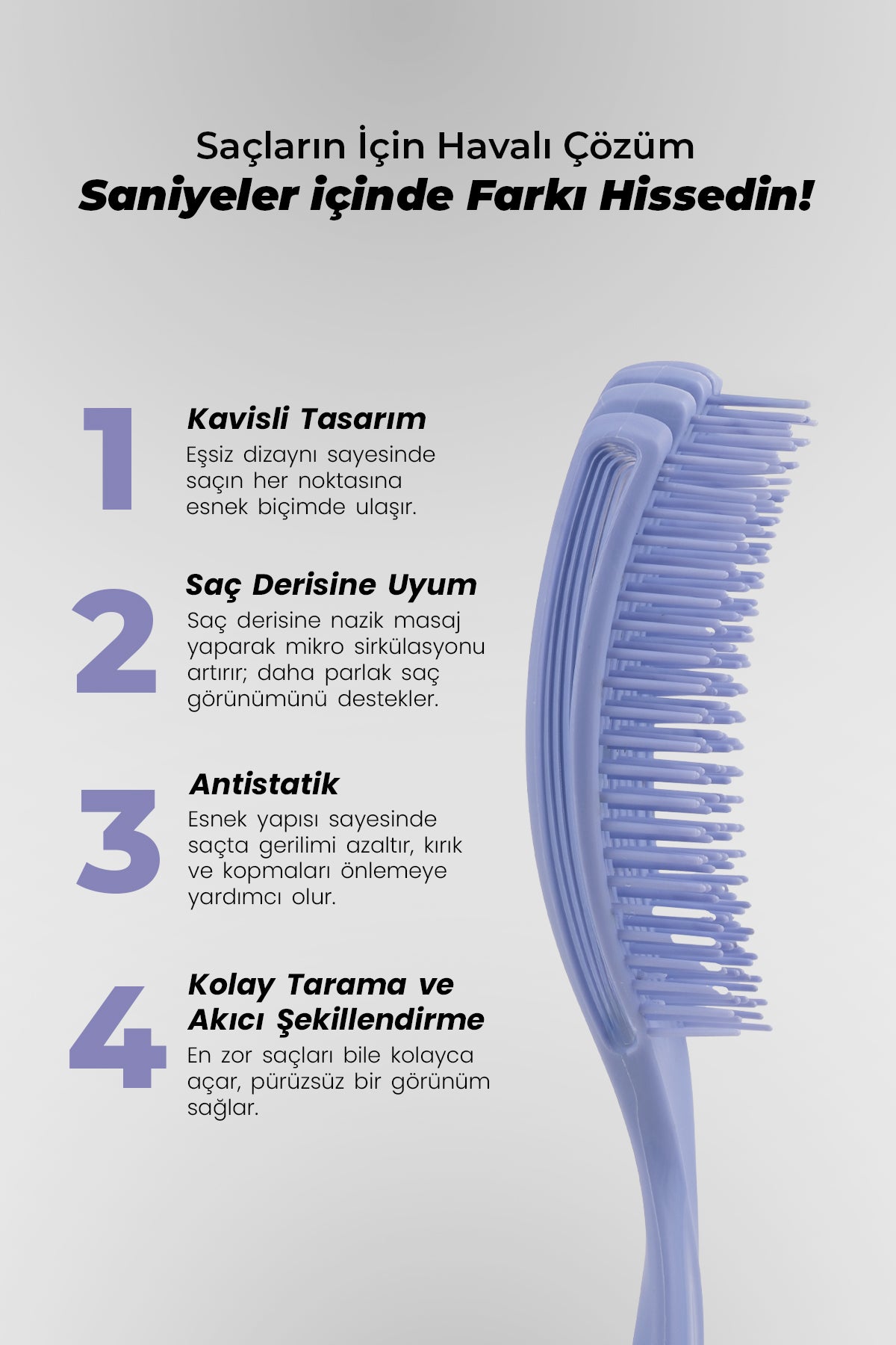 Airflex Dolaşık Saç Açma Fırçası - Lila