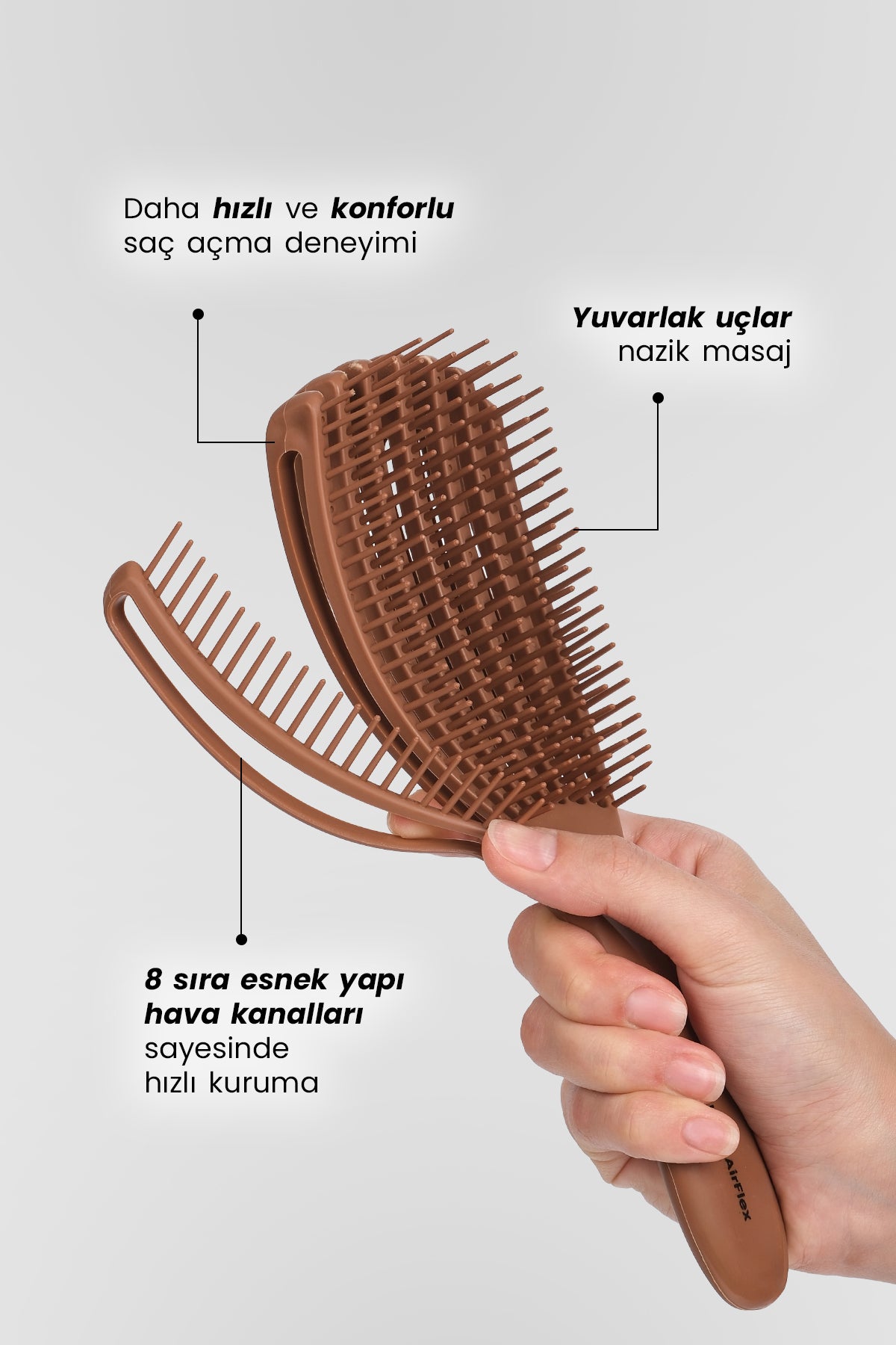Vepa AirFlex Dolaşık Saç Açma Fırçası – Mocha | 2025 Pantone Color of the Year