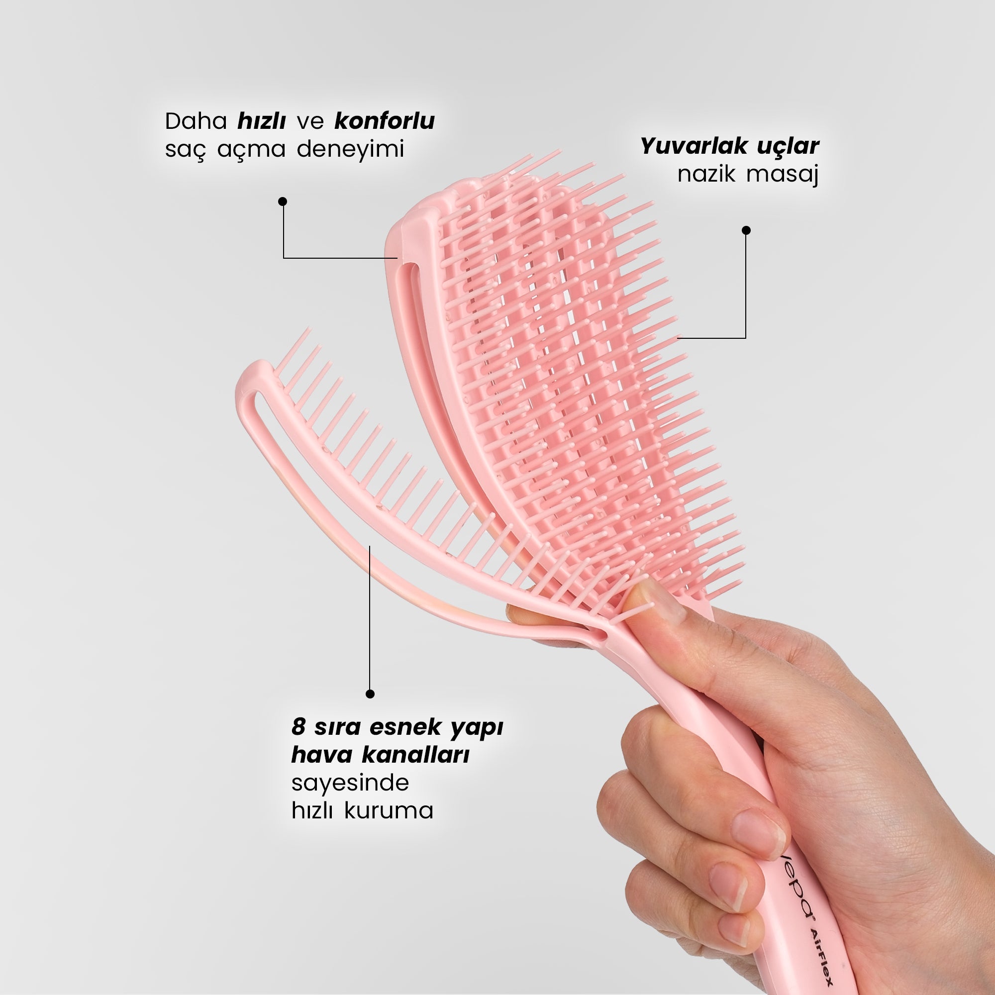 Airflex Multifonksiyonel Dolaşık Açıcı Pembe Saç Fırçası