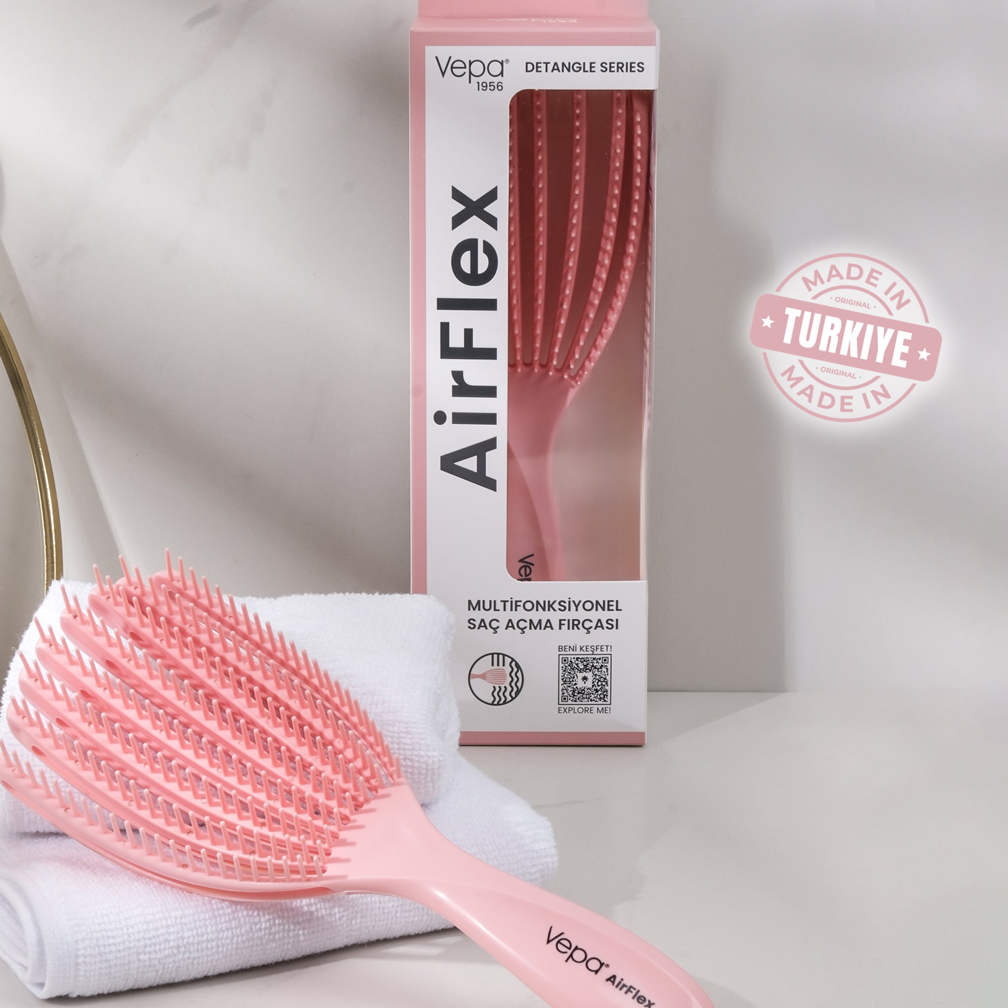 Airflex Multifonksiyonel Dolaşık Açıcı Pembe Saç Fırçası