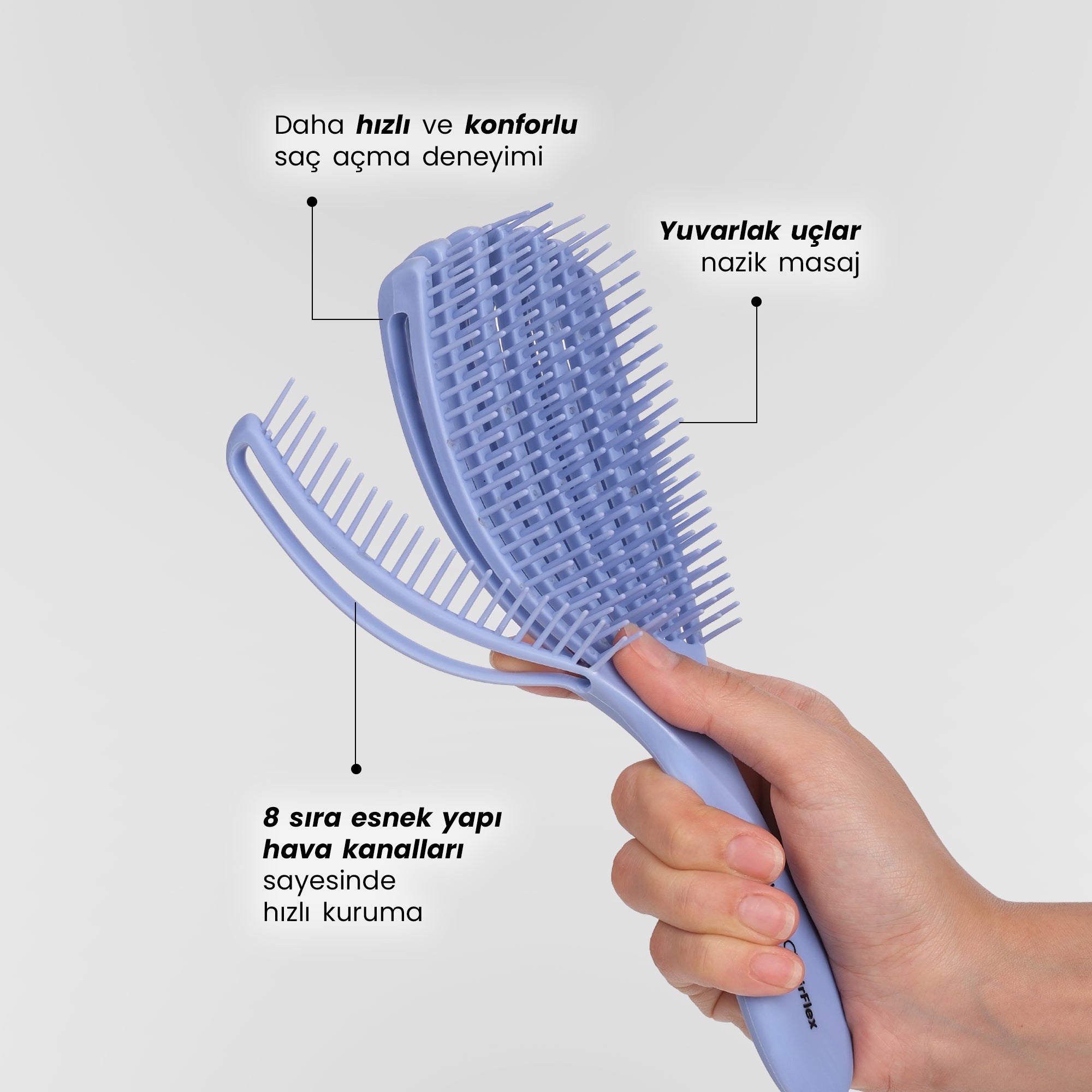 Airflex Multifonksiyonel Dolaşık Açıcı Saç Fırçası - Lila