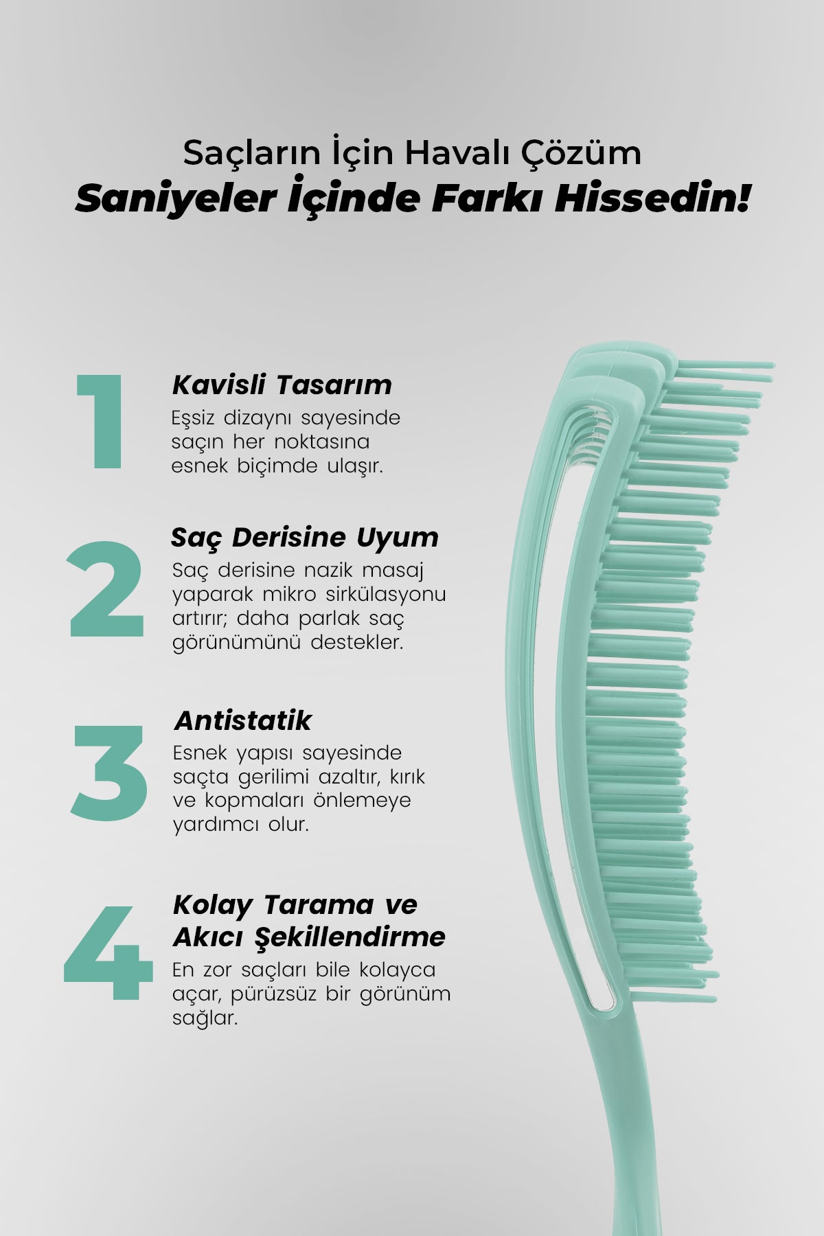 Airflex Dolaşık Saç Açma Fırçası - Su Yeşili