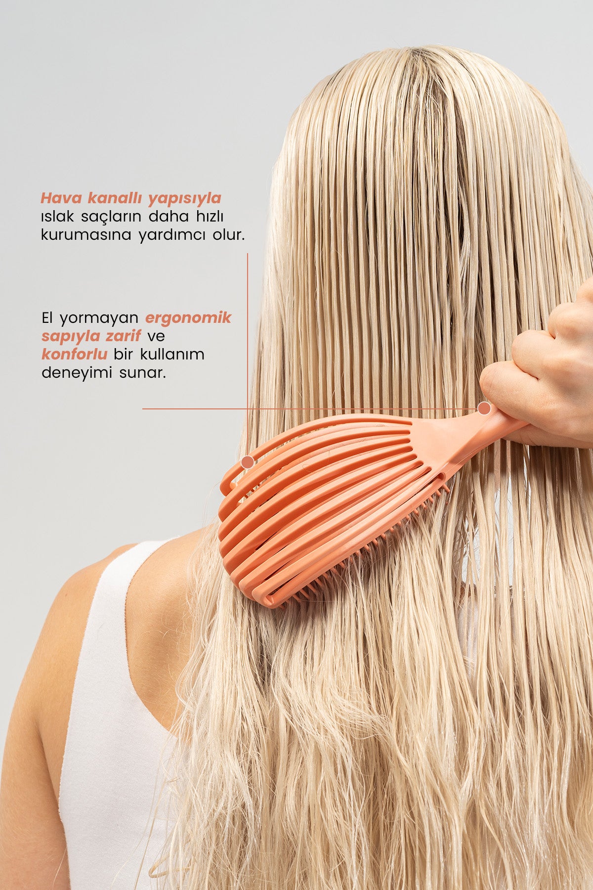 Airflex Dolaşık Saç Açma Fırçası - Somon