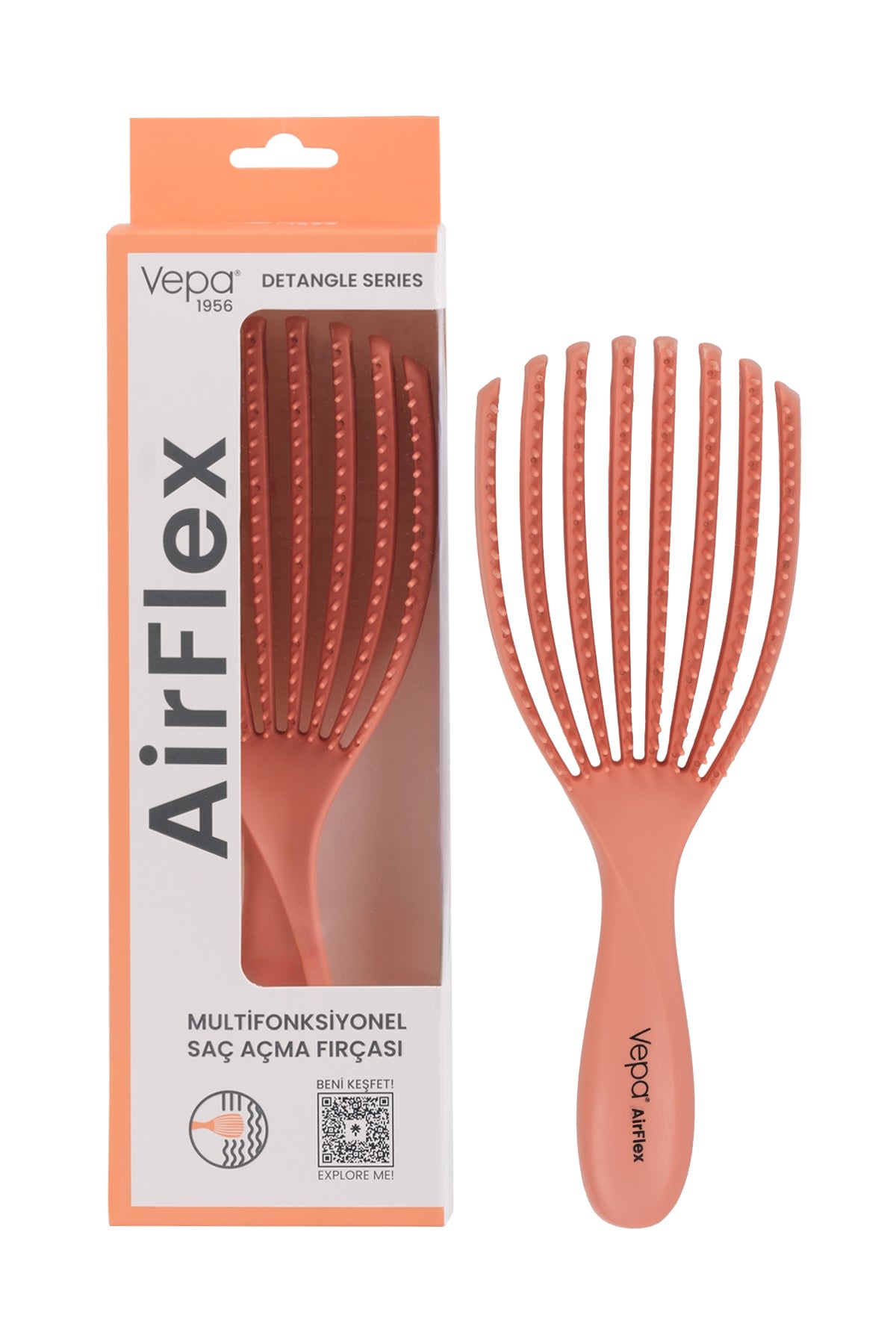 Image of AirFlex saç açma fırçası somon rengi - dolaşık açıcı ergonomik saç fırçası