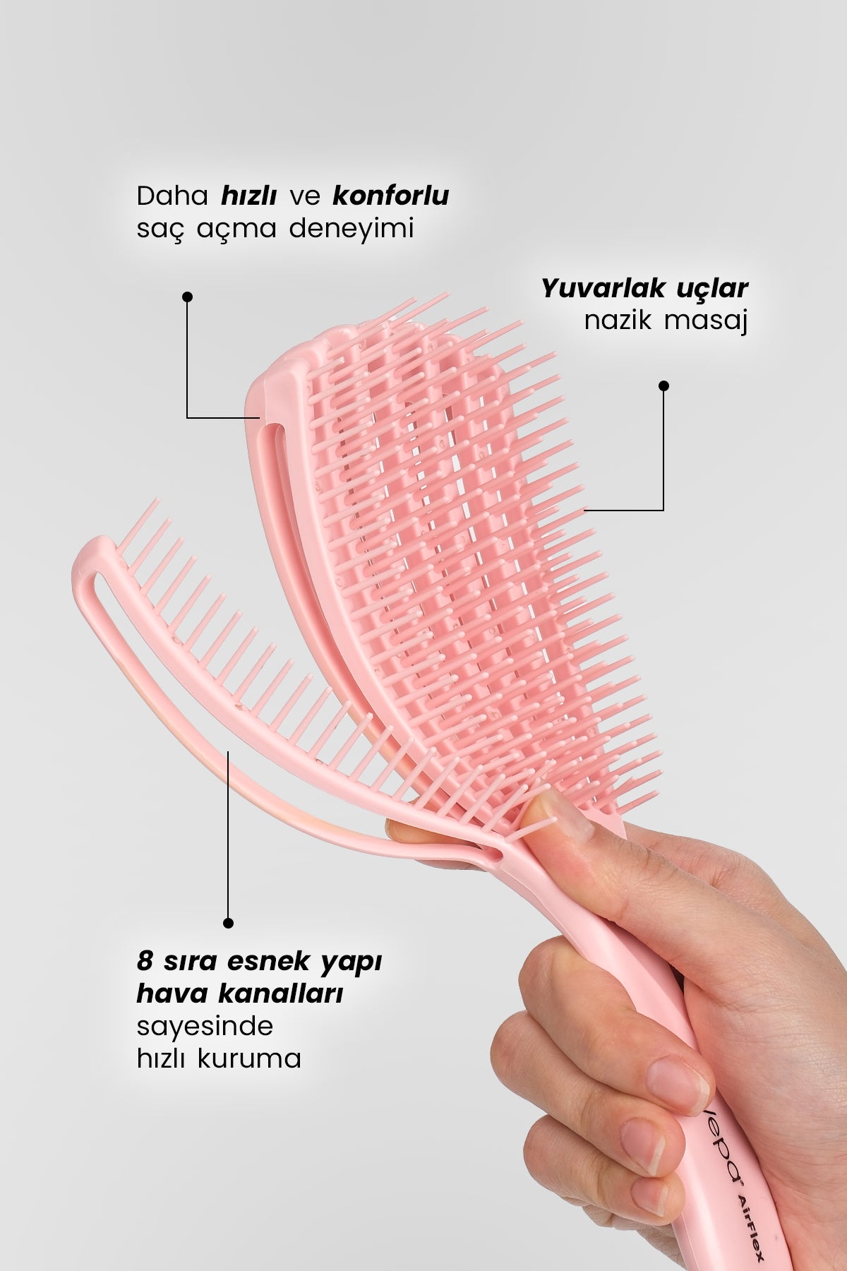 Airflex Dolaşık Saç Açma Fırçası - Pembe