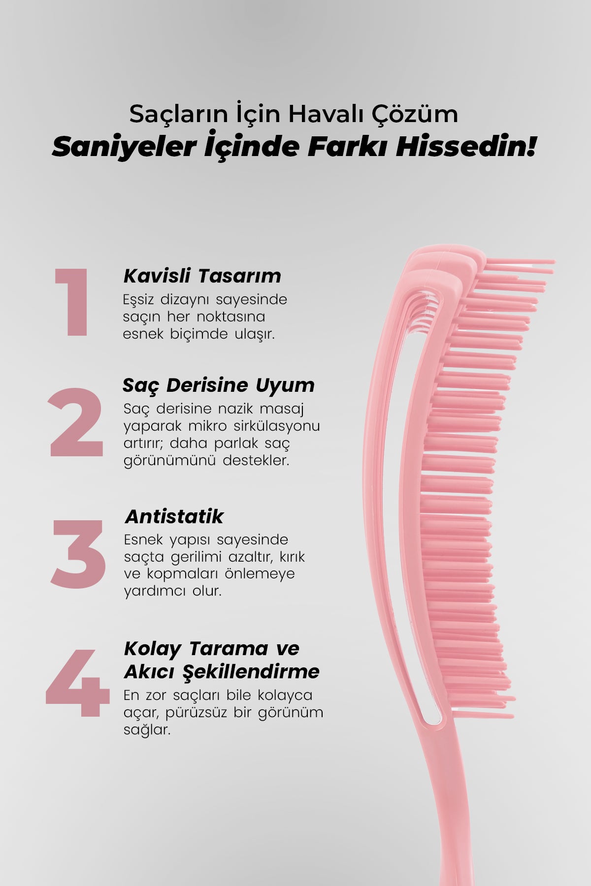 Airflex Dolaşık Saç Açma Fırçası - Pembe