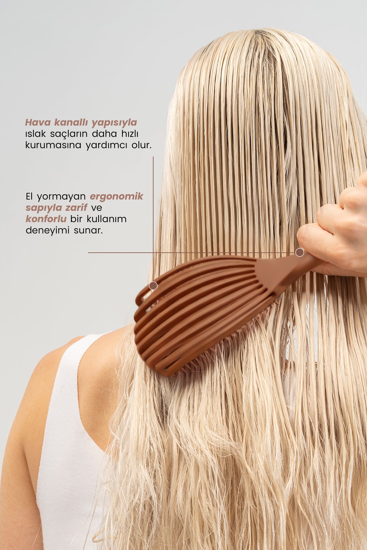 Image of Vepa AirFlex Dolaşık Saç Açma Fırçası Mocha