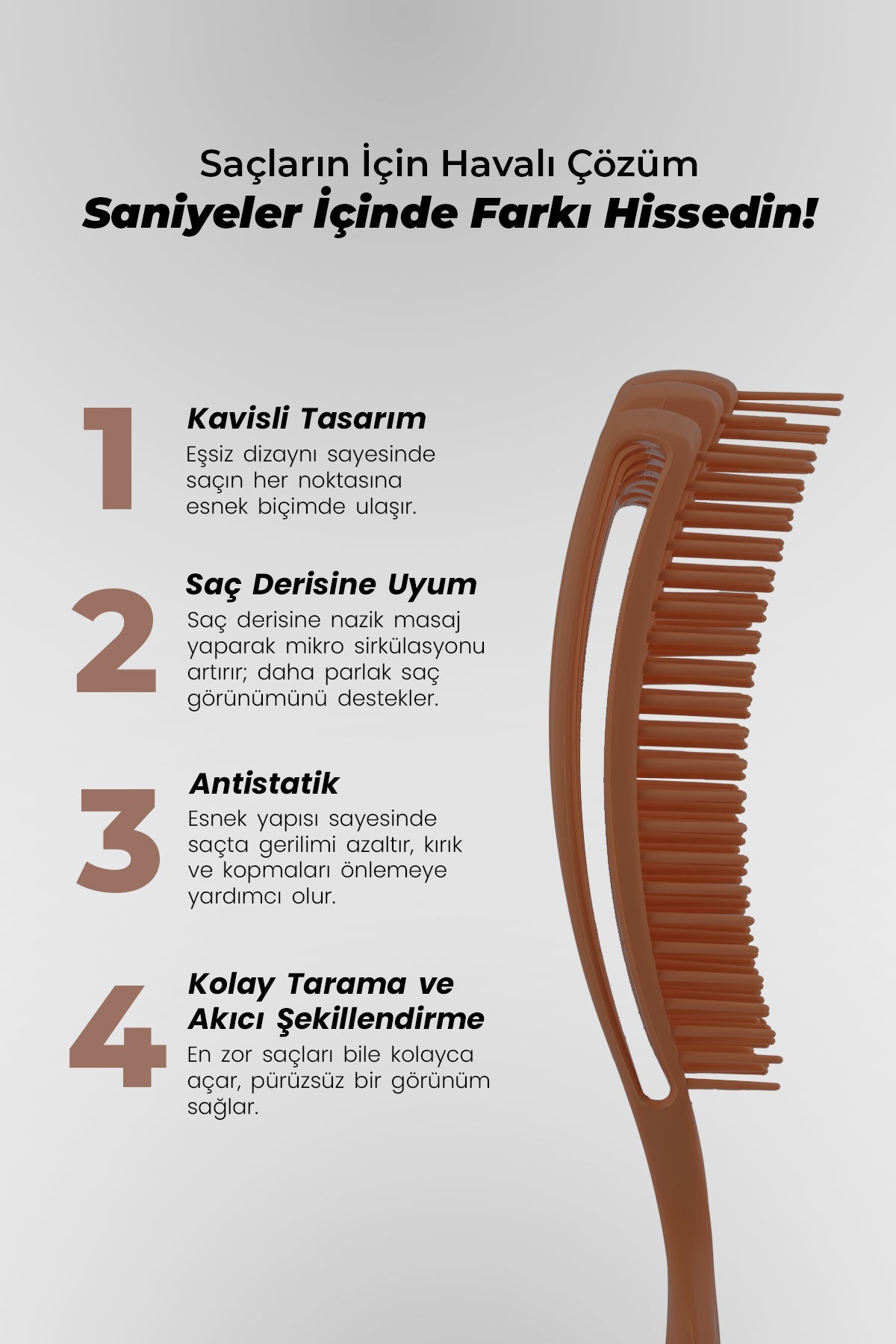 Vepa AirFlex Dolaşık Saç Açma Fırçası – Mocha | 2025 Pantone Color of the Year