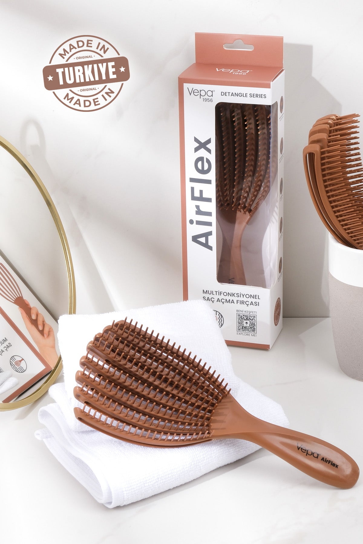 Vepa AirFlex Dolaşık Saç Açma Fırçası – Mocha | 2025 Pantone Color of the Year