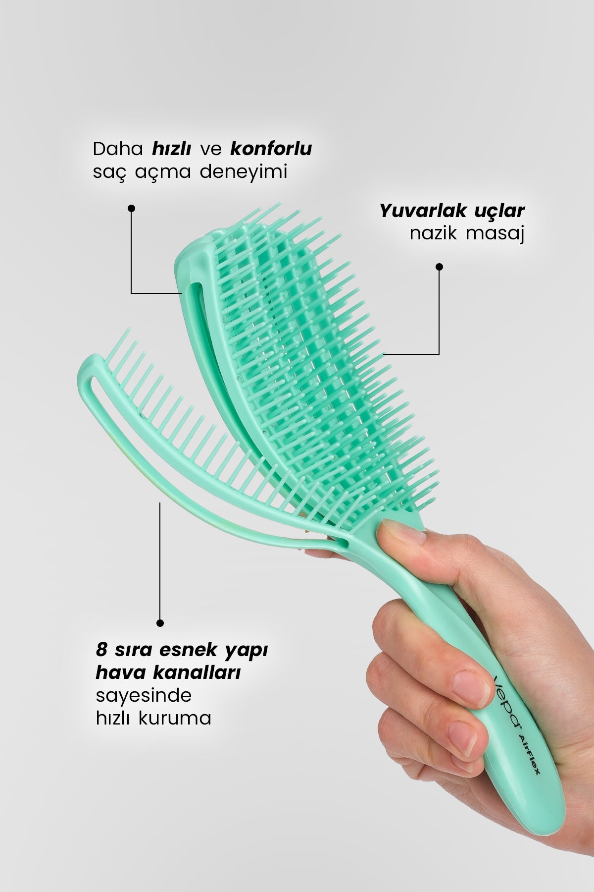 Airflex Dolaşık Saç Açma Fırçası - Su Yeşili