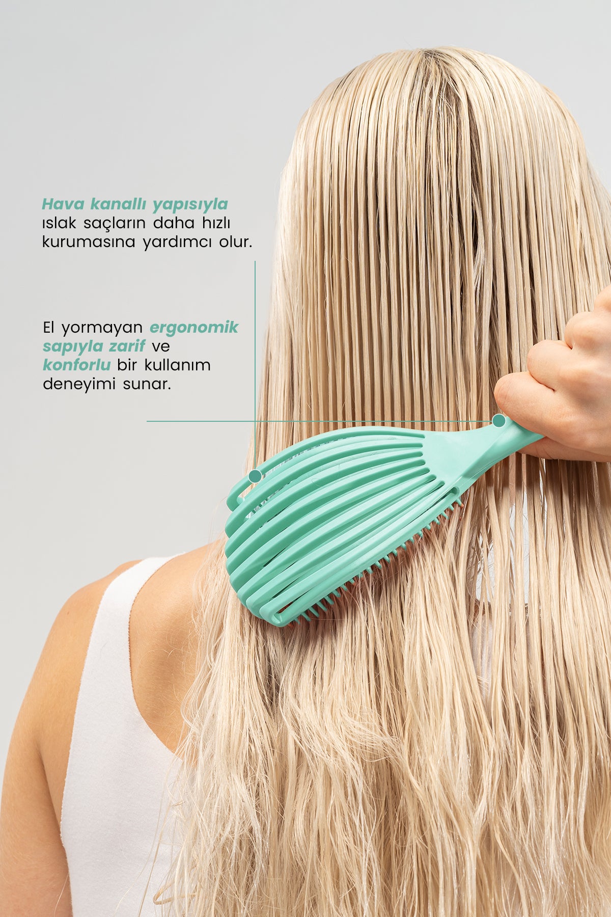 Airflex Dolaşık Saç Açma Fırçası - Su Yeşili